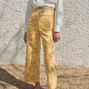 Yellow Floral Zara Marine Straight Jeans